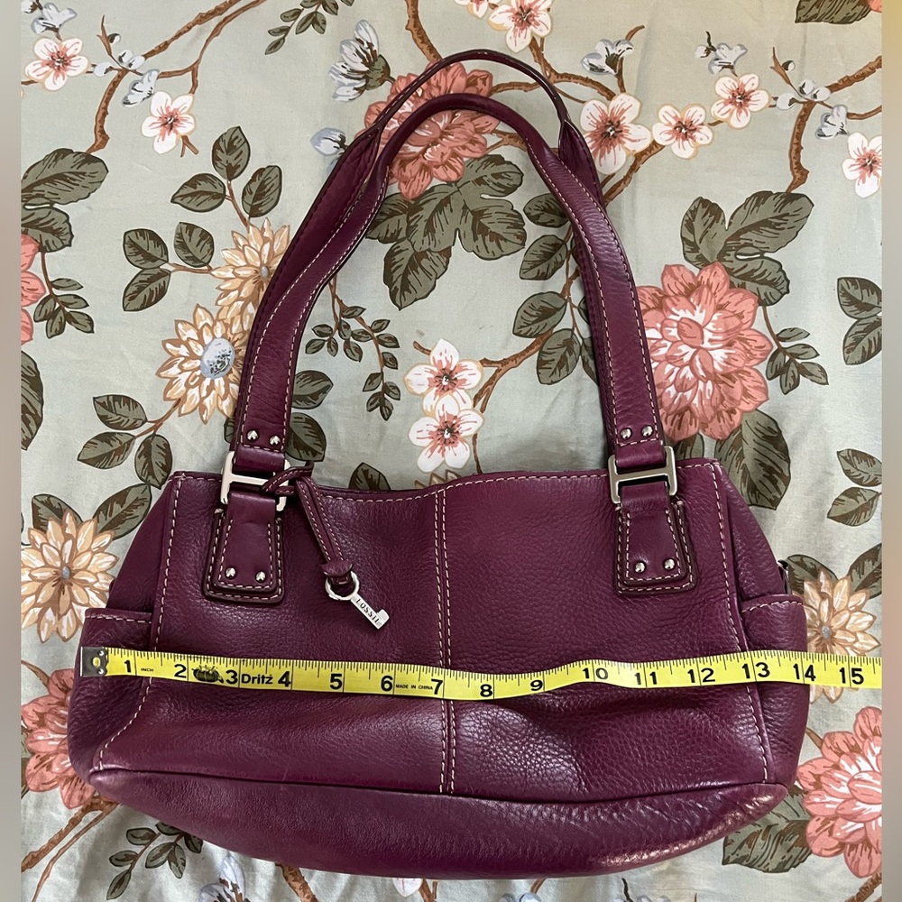 Fossil Purple Leather Shoulder Bag - Picture 12 of 15